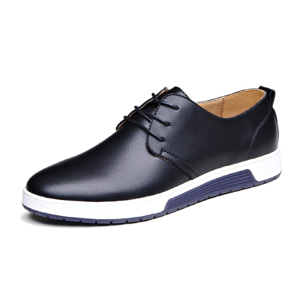 Mens Lace Up Rubber Sole Leather Plain Oxfords